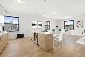 New York apartment for rent - kitchen island and open concept living area
