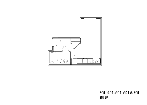 Floor plan for studio, 1 bath, 306 sqft