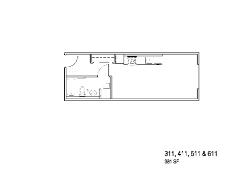 Floor plan for studio, 1 bath, 446 sqft