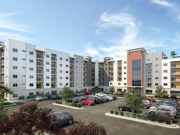 Draper apartment for rent - A parking lot in front of apartment buildings.