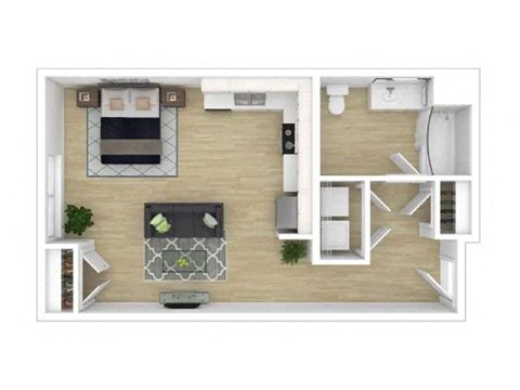 Floor plan for studio, 1 bath, 458 sqft