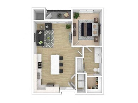 Floor plan for 1 bed, 1 bath, 639 sqft