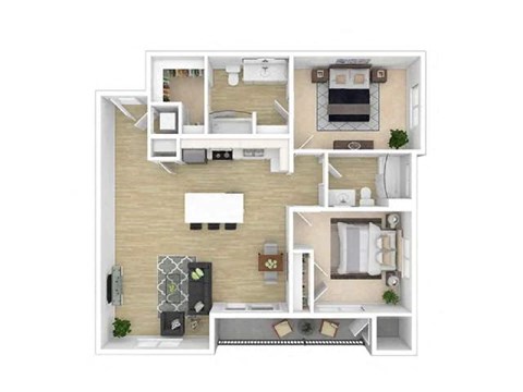 Floor plan for 2 beds, 2 baths, 976 sqft