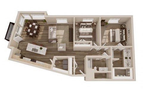 Floor plan for 2 beds, 2 baths, 1246 sqft