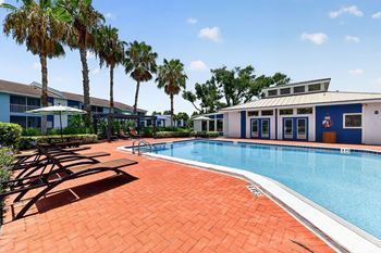 Outdoor pool with sundeck