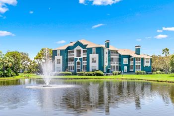 Pristine lake & tranquil fountain