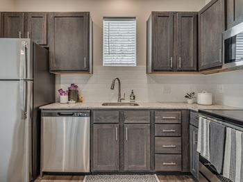 Dark brown cabinetry