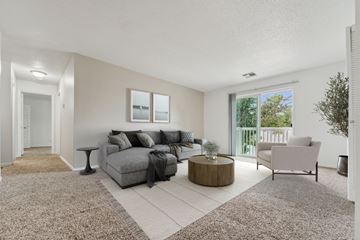 Cedar Rapids apartment for rent - a living room with a couch and a chair and a rug