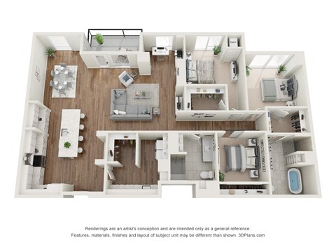 Floor plan for 2 beds, 2 baths, 1894 sqft