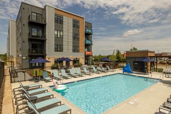 Outdoor pool with sundeck