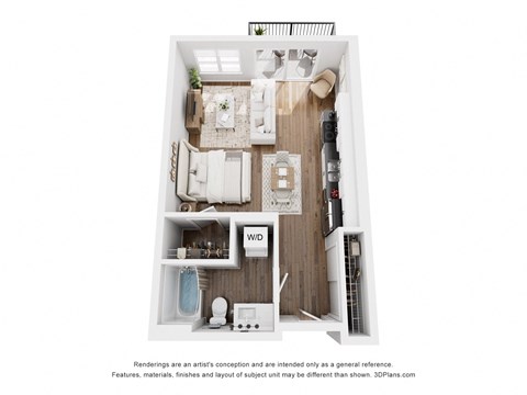Floor plan for studio, 1 bath, 459 sqft