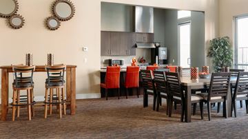 Redlands apartment for rent - A dining room with a table set for six.