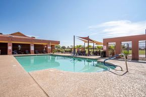 Queen Creek apartment for rent - The pool is surrounded by a sundeck with lounge chairs at Village Greens of Queen Creek