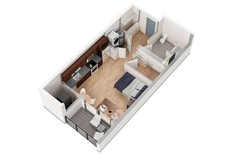 Floor plan for studio, 1 bath, 552 sqft