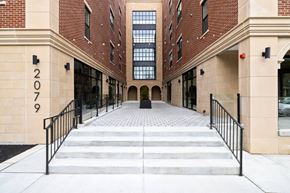 Philadelphia apartment for rent - the entrance to a building with stairs in front of it
