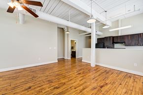 Asheboro apartment for rent - Living Room and Kitchen at Asheboro Mill Lofts, Asheboro, 27203