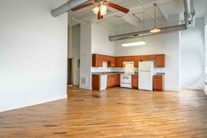 Lynchburg apartment for rent - Kitchen area with wooden floors at Kemper Lofts Apartments, Lynchburg, VA, 24501