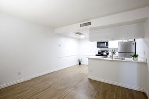 Green Valley apartment for rent - A kitchen area with a counter and a microwave.