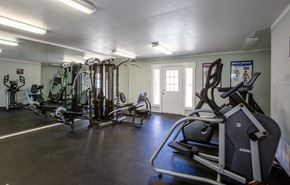 San Antonio apartment for rent - A spacious gym with a variety of equipment including treadmills, elliptical machines, and weight machines.