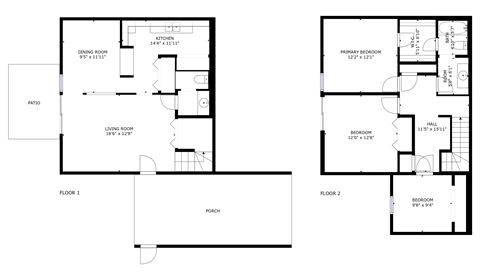 Floor plan for 3 beds, 1.5 baths, 1450 sqft