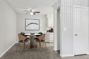 Madison apartment for rent - A dining room with a white table and chairs.