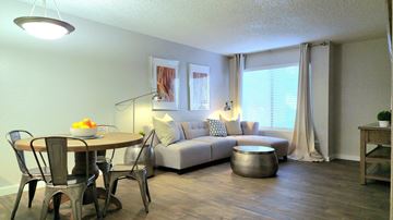 Tempe apartment for rent - a living room and dining room with a couch and a table