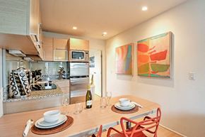 Tempe apartment for rent - Dining room and kitchen at The Regency Apartments in Tempe Arizona July 2020