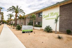 Phoenix apartment for rent - Exterior, landscaping & signage at Carol Mary Apartments in Phoenix, AZ