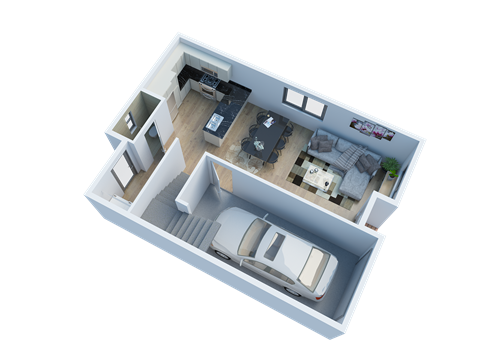 Floor plan for 3 beds, 2.5 baths, 1294 sqft