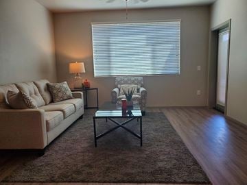 Sedona apartment for rent - a living room with a couch and a coffee table