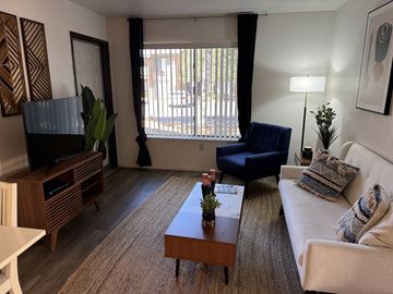 Flagstaff apartment for rent - a living room with a couch and a coffee table