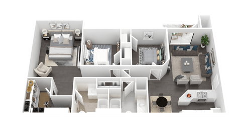 Floor plan for 3 beds, 2 baths, 1486 sqft