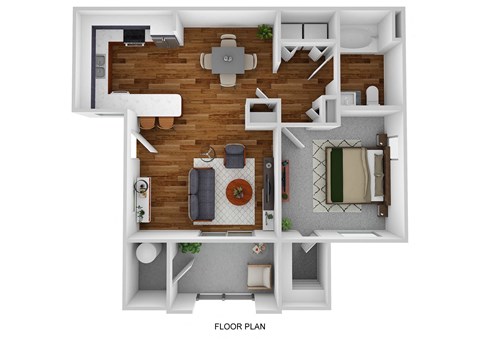 Floor plan for 1 bed, 1 bath, 780 sqft