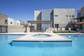 Phoenix apartment for rent - Pool and pool patio at Senderos at South Mountain in Phoenix AZ September 2020