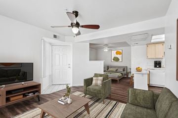 Bullhead City apartment for rent - a living room with furniture and a ceiling fan