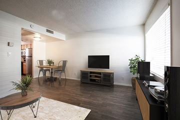 Phoenix apartment for rent - the view of a living room with a tv and a dining table