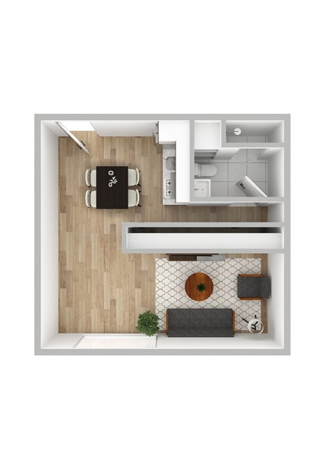 Floor plan for studio, 1 bath, 360 sqft