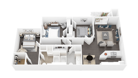 Floor plan for 2 beds, 2 baths, 1224 sqft