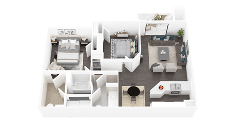 Floor plan for 2 beds, 1.5 baths, 1028 sqft