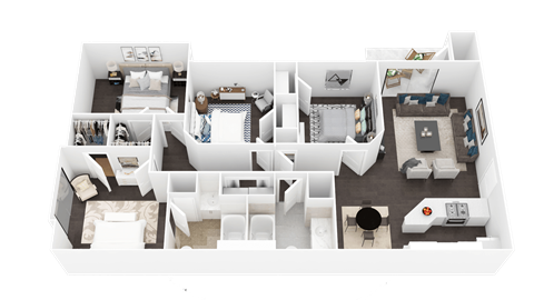 Floor plan for 4 beds, 2 baths, 1486 sqft