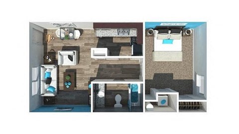 Floor plan for 1 bed, 1 bath, 600 sqft