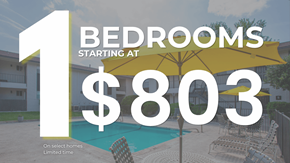 San Antonio apartment for rent - A pool and patio area with a large umbrella and chairs.