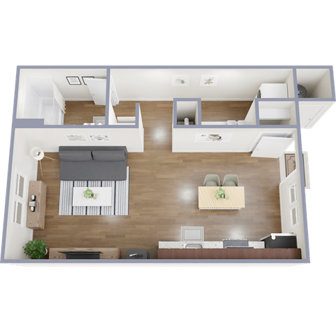 Floor plan for studio, 1 bath, 468 sqft