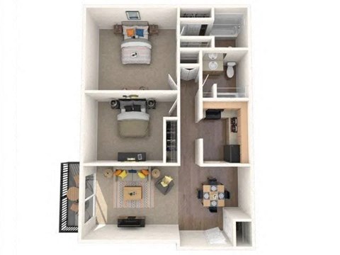 Floor plan for 2 beds, 2 baths, 936 sqft