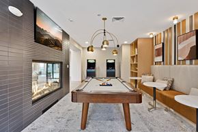 Roselle apartment for rent - A pool table is in the middle of a room with a television and a couch.