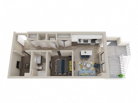 Floor plan for 1 bed, 1 bath, 692 sqft