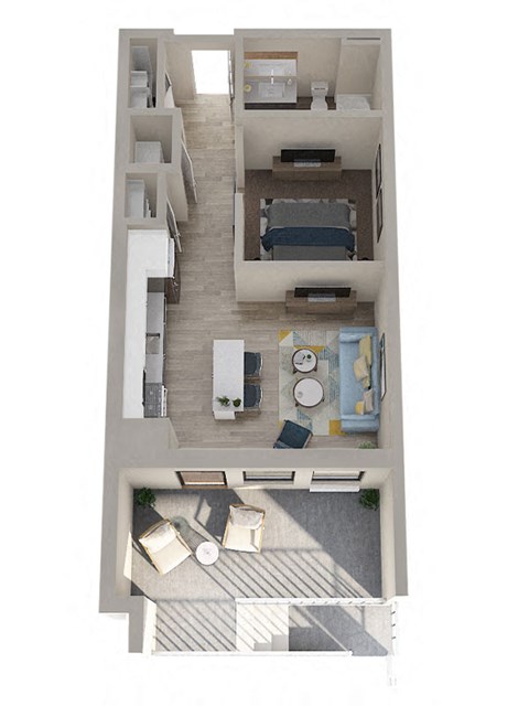 Floor plan for 1 bed, 1 bath, 550 sqft