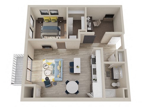 Floor plan for 2 beds, 1 bath, 870 sqft