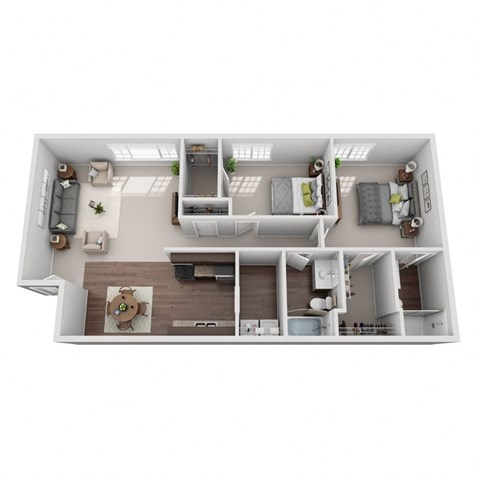 Floor plan for 2 beds, 2 baths, 1080 sqft
