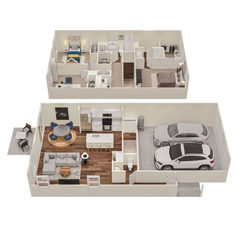 Floor plan for 3 beds, 2.5 baths, 1498 sqft